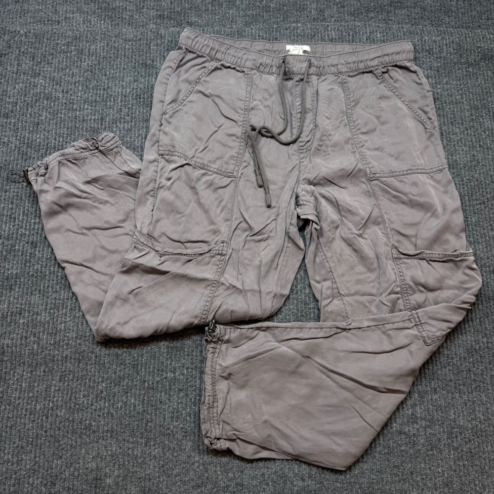 Nicole Miller Womens XL Gray Lyocell Cargo Jogger Pants Drawstring Hem